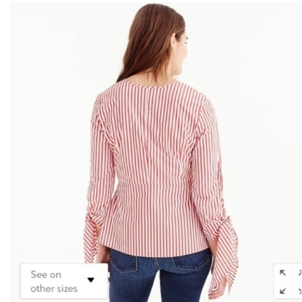 NWT J Crew Universal Standard Peplum Top Slit Sleeve Poplin Side Zip Women’s M - Picture 4 of 14